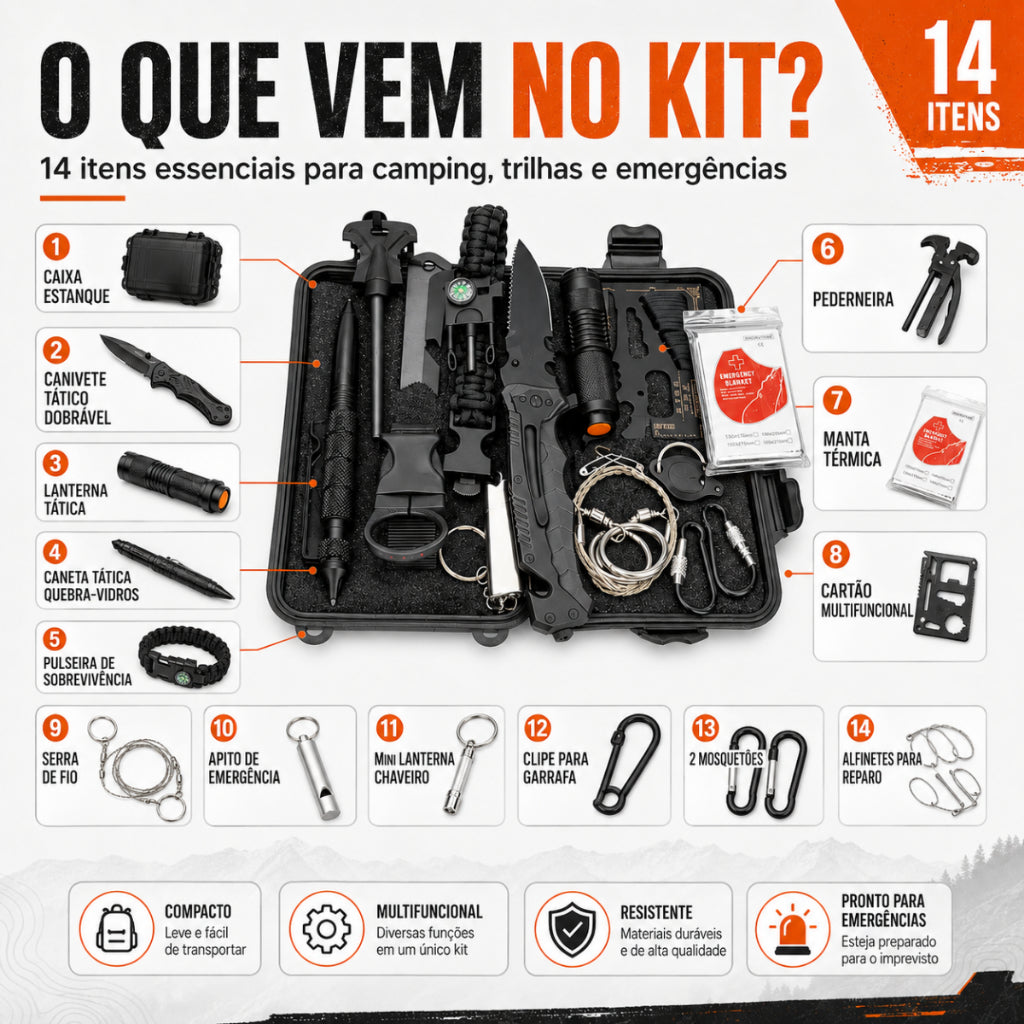 Kit Tático Militar 14 em 1