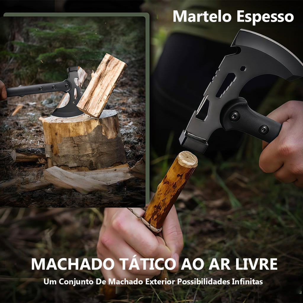 Machado Tático Multifuncional com Cabeça de Martelo