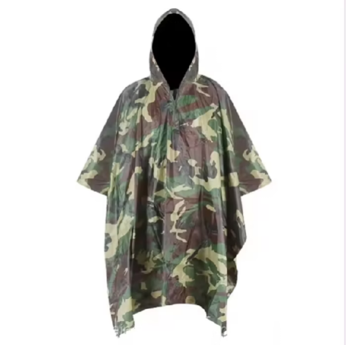 Poncho Capa de Chuva Camuflada Impermeável com Capuz Estilo Militar