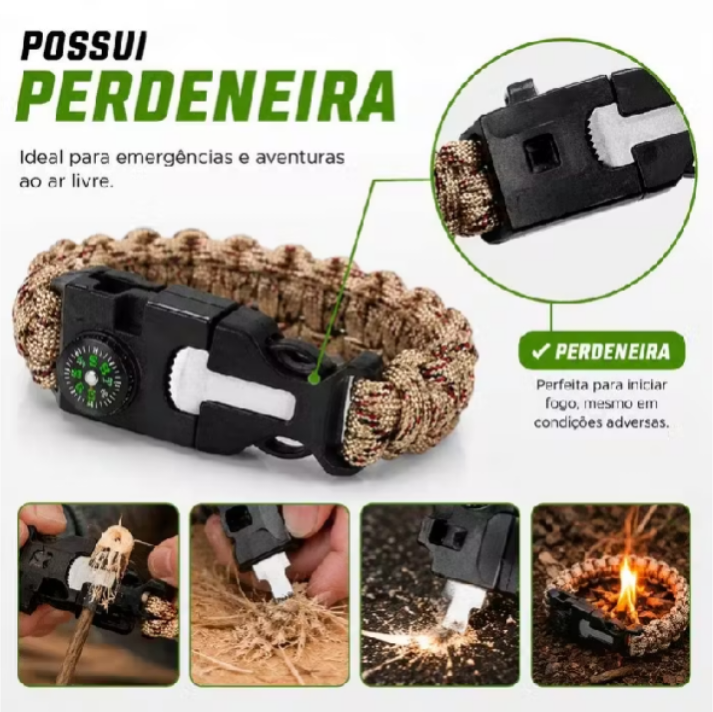 Pulseira Tática de Sobrevivência 5 em 1