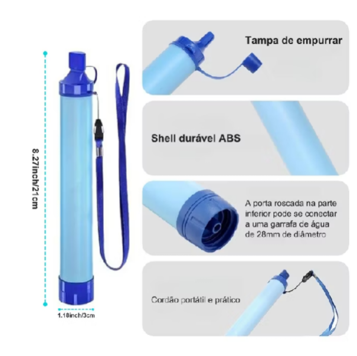 Filtro d'Água Portátil Tático Sobrevivência