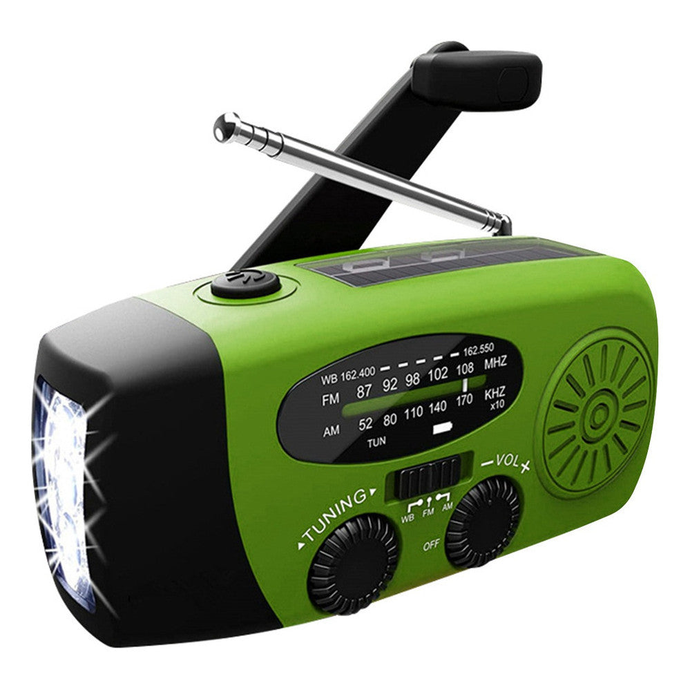 Rádio de Emergência Portátil Solar e Manivela com Lanterna LED e Power Bank